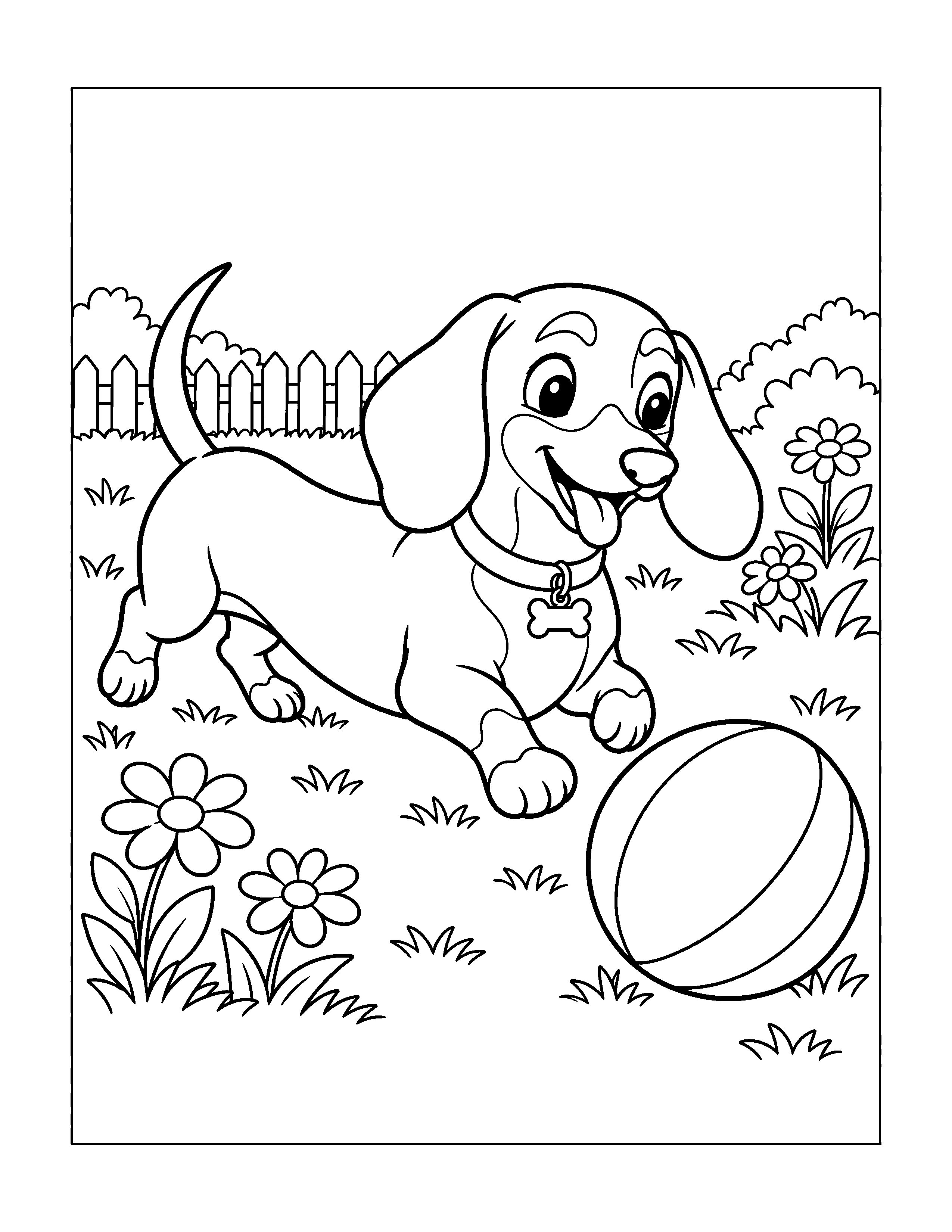 Preview of the Winston dachshund coloring page